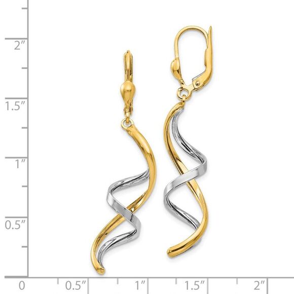Spiral Lever Back Earrings in 14k Two-tone Gold - Picture 4 of 5